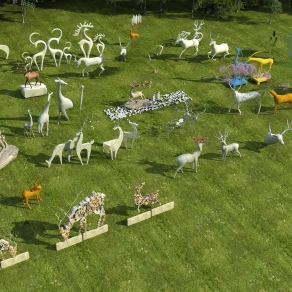 现代麋鹿雕塑3D模型下载